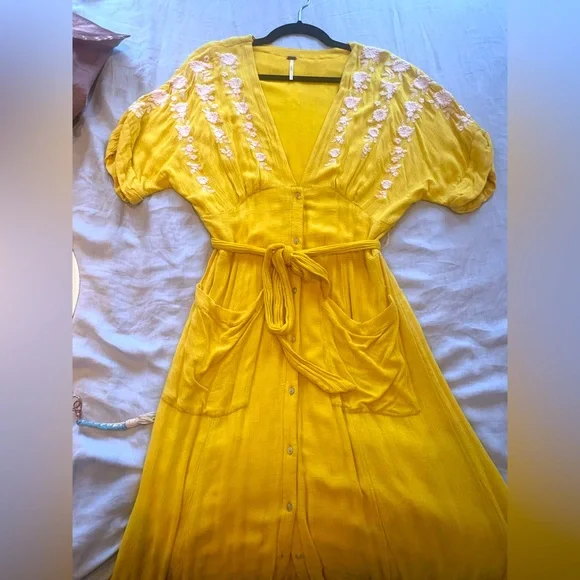 Free People | Dresses | Free People Yellow White Midi Dress Floral Embroidery Size Med | Poshmark Free People | Dresses | Free People Yellow White Midi Dress Floral Embroidery Size Med | Poshmark